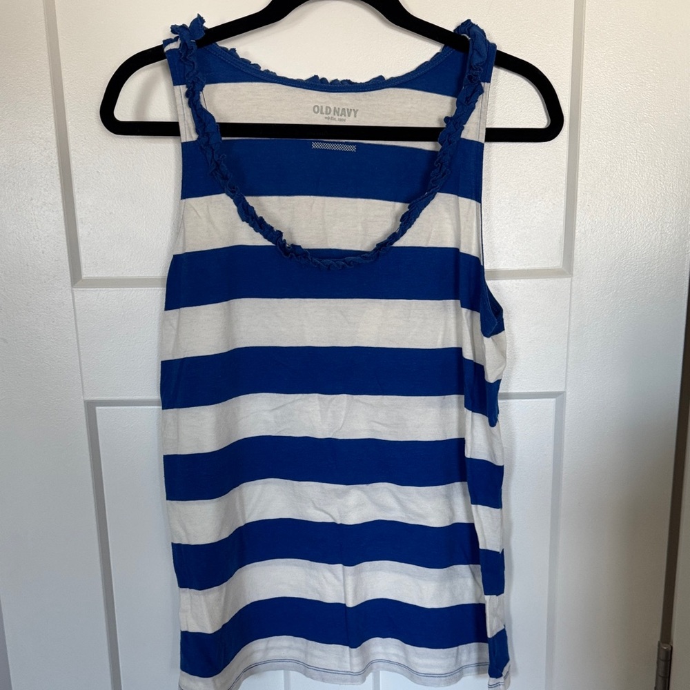 Old Navy Women's Tank Top in Blue and White Stripes